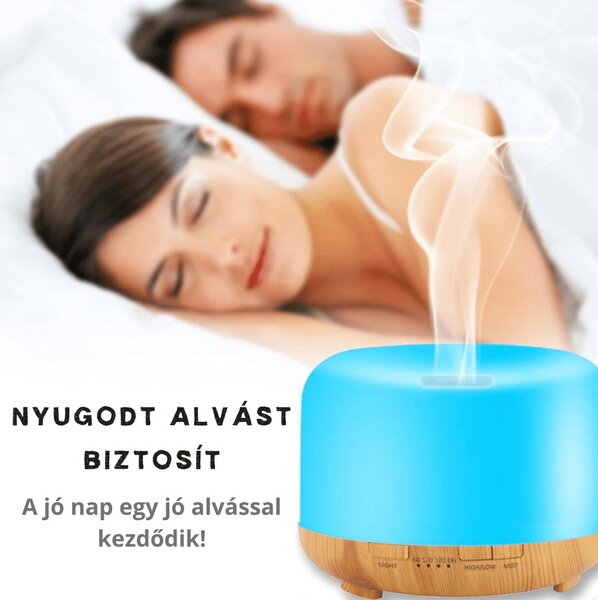 Ultrahangos párásító és aromaterápiás diffúzor - fa