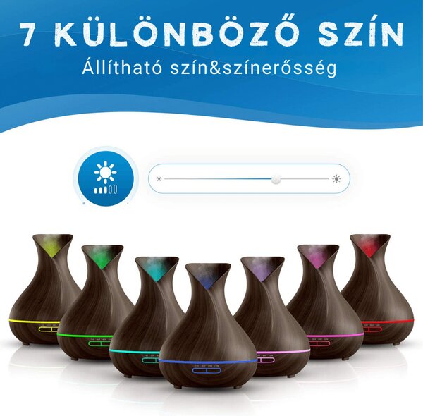 Váza formájú ultrahangos aromaterápiás diffúzor - Sötét fa