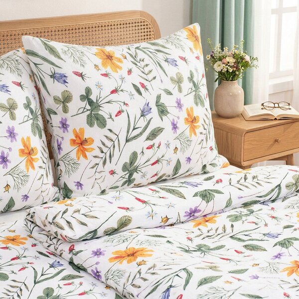 4Homet Wildflower Bliss krepp ágyneműhuza, 140 x 200 cm, 70 x 90 cm, 140 x 200 cm, 70 x 90 cm
