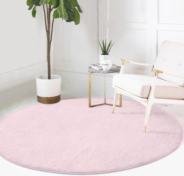 Világos rózsaszín mosható-robotporszívóval tisztítható kerek szőnyeg ø 120 cm Comfort – Mila Home