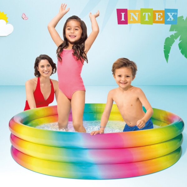 INTEX 3 gyűrűs, ombre gyerekmedence - 58439np - Szivárvány