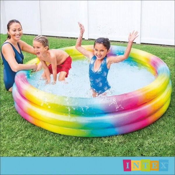 INTEX 3 gyűrűs, ombre gyerekmedence - 58439np - Szivárvány