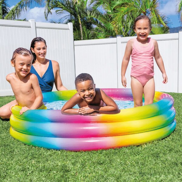 INTEX 3 gyűrűs, ombre gyerekmedence - 58439np - Szivárvány