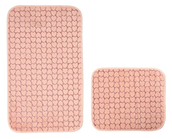 Rózsaszín fürdőszobai kilépő szett 2 db-os 60x100 cm Heart – Mila Home