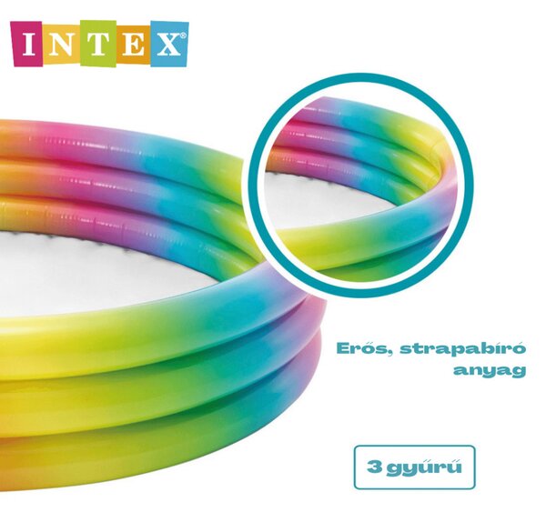 INTEX 3 gyűrűs, ombre gyerekmedence - 58439np - Szivárvány