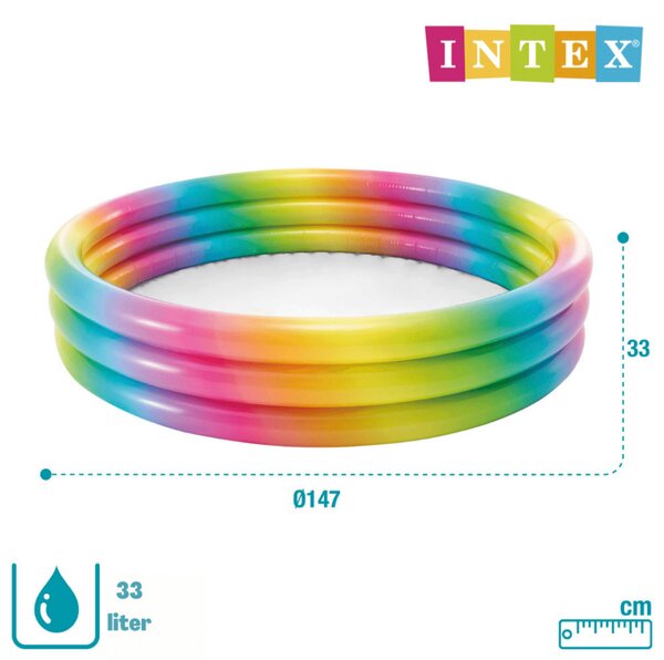 INTEX 3 gyűrűs, ombre gyerekmedence - 58439np - Szivárvány