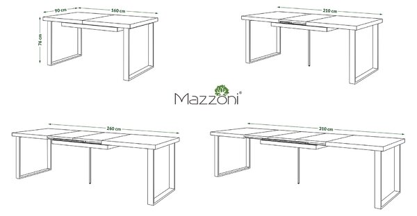 Mazzoni AVELLA Beton Világos Atelier - LOFT STÍLUSÚ 310 cm-re BŐVÍTHETŐ ASZTAL NAPPALIBA/ÉTKEZŐBE!