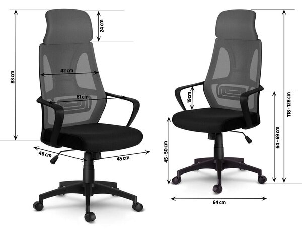 Sofotel Praga micro-hálós ergonomikus Irodai szék - Szürke, Fekete