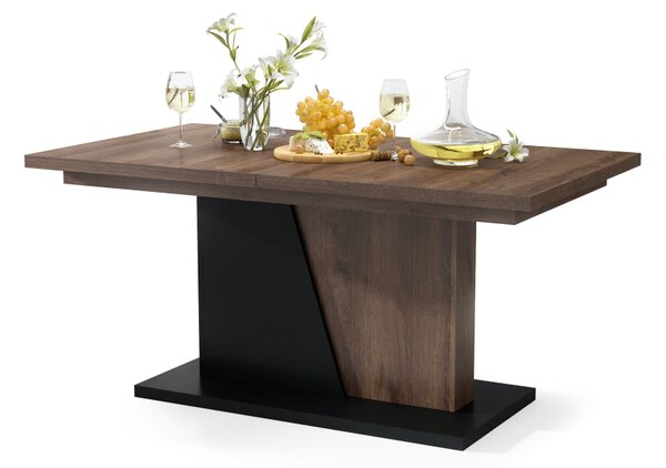 Mazzoni NOBLE NOIR Barna Tölgy/Fekete Matt - 218 cm-es NYITHATÓ ASZTAL!