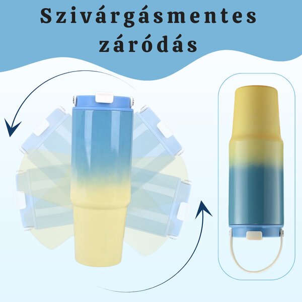 Színátmenetes thumbler, utazópohár 820 ml - Kék/sárga