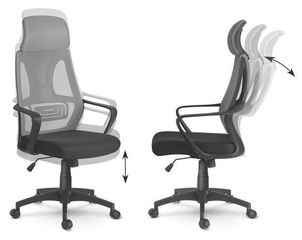 Sofotel Praga micro-hálós ergonomikus Irodai szék - Szürke, Fekete