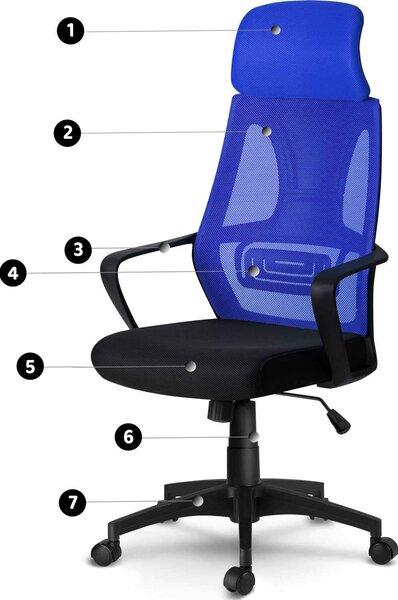 Sofotel Praga micro-hálós ergonomikus Irodai szék - Kék, Fekete
