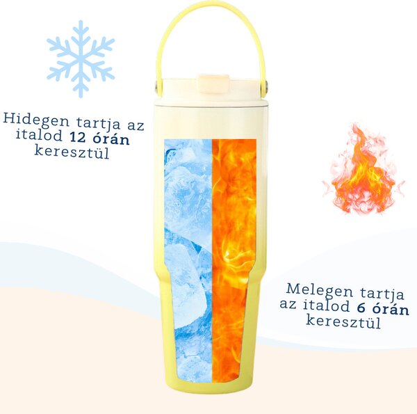 Színátmenetes thumbler, utazópohár 820 ml - Fehér/sárga
