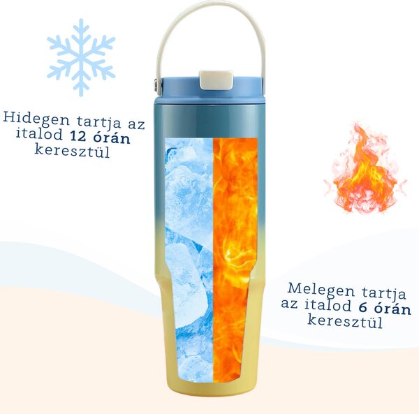 Színátmenetes thumbler, utazópohár 820 ml - Kék/sárga