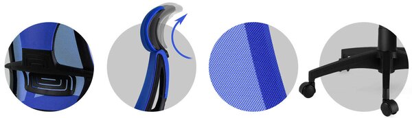 Sofotel Praga micro-hálós ergonomikus Irodai szék - Kék, Fekete