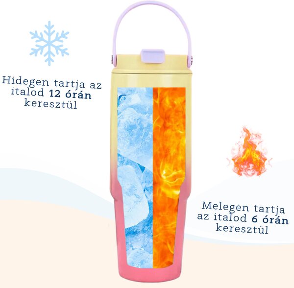 Színátmenetes thumbler, utazópohár 820 ml - Sárga/pink