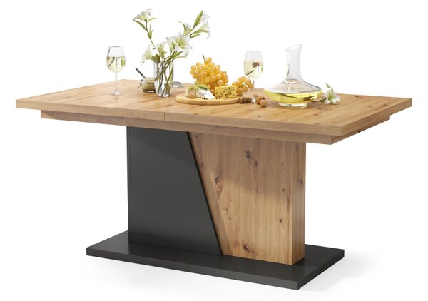Mazzoni NOBLE NOIR Artisan Tölgy/Antracit (Sötétszürke) - 218 cm-es NYITHATÓ ASZTAL!