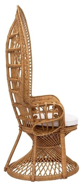 Rattan páva fotel, párnázott, natúr - BALI