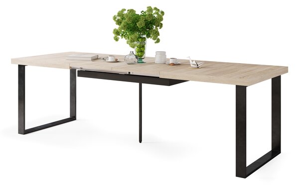 Mazzoni AVELLA Sonoma Tölgy - LOFT STÍLUSÚ 310 cm-re BŐVÍTHETŐ ASZTAL NAPPALIBA/ÉTKEZŐBE!