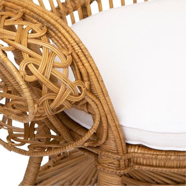 Rattan páva fotel, párnázott, natúr - BALI