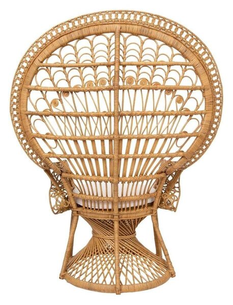 Rattan páva fotel, párnázott, natúr - BALI