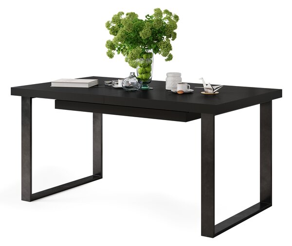 Mazzoni AVELLA Fekete Matt - LOFT STÍLUSÚ 310 cm-re BŐVÍTHETŐ ASZTAL NAPPALIBA/ÉTKEZŐBE!
