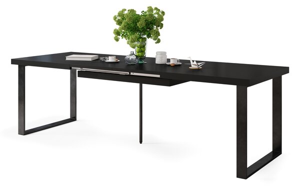 Mazzoni AVELLA Fekete Matt - LOFT STÍLUSÚ 310 cm-re BŐVÍTHETŐ ASZTAL NAPPALIBA/ÉTKEZŐBE!