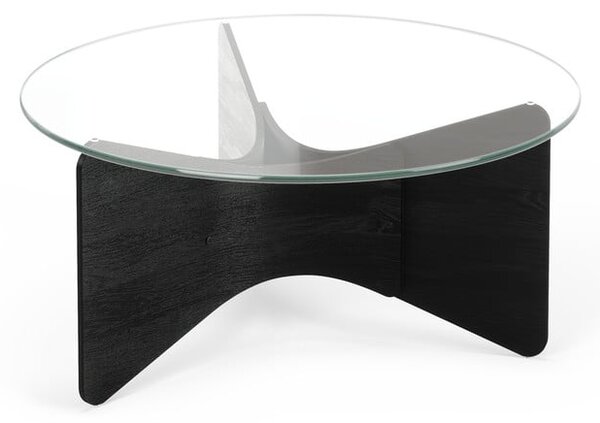 Fekete kerek dohányzóasztal üveg asztallappal 87x87 cm Madera – Umbra