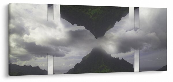 Kép - Hegyek Izlandon, geometrikus kollázs (120x50 cm)