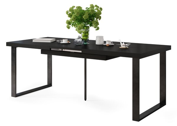 Mazzoni AVELLA Fekete Matt - LOFT STÍLUSÚ 310 cm-re BŐVÍTHETŐ ASZTAL NAPPALIBA/ÉTKEZŐBE!