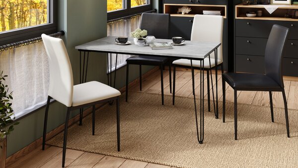 Mazzoni HAIRPIN S-120 Beton Világos Atelier - LOFT STÍLUSÚ ASZTAL KONYHÁBA/ÉTKEZŐBE/NAPPALIBA