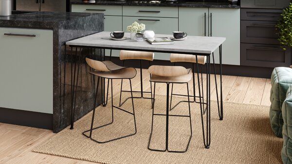 Mazzoni HAIRPIN S-120 Beton Világos Atelier - LOFT STÍLUSÚ ASZTAL KONYHÁBA/ÉTKEZŐBE/NAPPALIBA