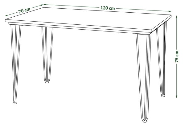 Mazzoni HAIRPIN S-120 Beton Világos Atelier - LOFT STÍLUSÚ ASZTAL KONYHÁBA/ÉTKEZŐBE/NAPPALIBA