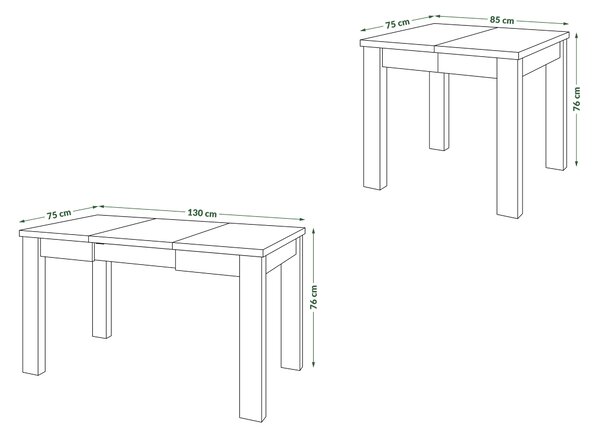 Mazzoni FONTE Votan Tölgy/Fehér Matt - KLASSZIKUS 130 vagy 155 cm-re BŐVÍTHETŐ ASZTAL KONYHÁBA/NAPPALIBA!
