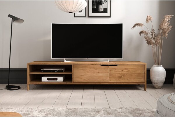 Natúr színű tölgyfa TV-állvány 200x48 cm Twig – The Beds