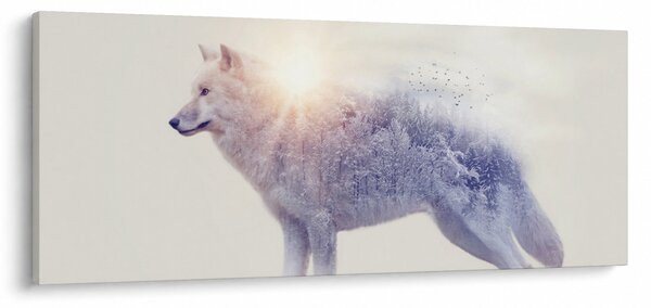 Kép - Vad tájakat tükröző sarkvidéki farkas (120x50 cm)