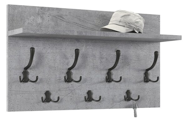 Mazzoni FINLO Beton Millenium/Fekete Matt akasztók - MODERN FALI FOGAS POLCCAL ELŐSZOBÁBA 90 és 70 cm