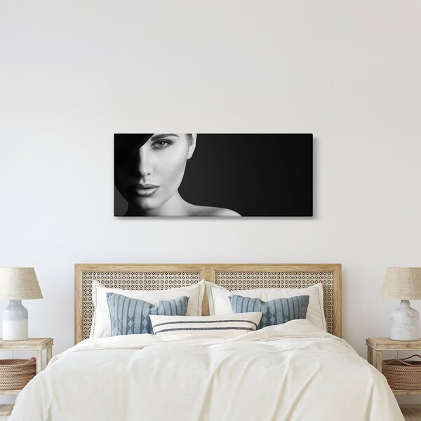 Kép - fekete-fehér portré egy kalapos nőről (120x50 cm)