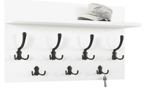Mazzoni FINLO Fehér Matt/Fekete Matt akasztók - MODERN FALI FOGAS POLCCAL ELŐSZOBÁBA 90 és 70 cm