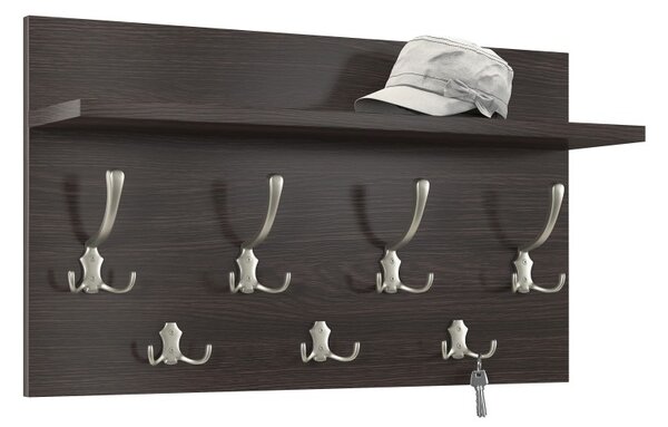 Mazzoni FINLO Wenge/Szatén Nikkel akasztók - MODERN FALI FOGAS POLCCAL ELŐSZOBÁBA 90 és 70 cm