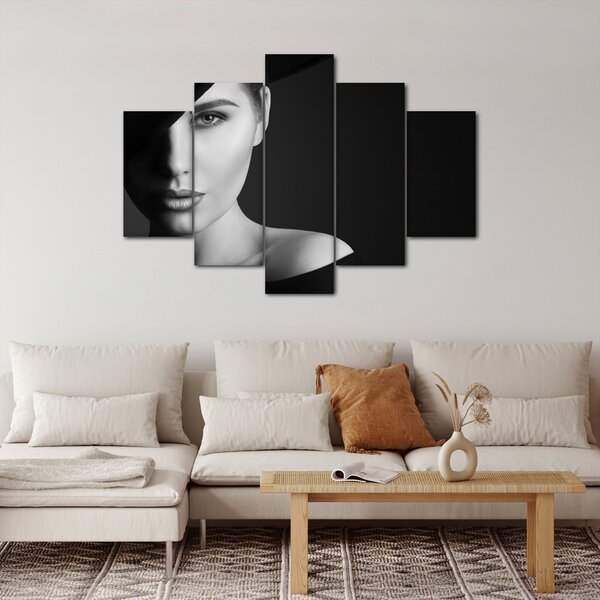 Kép - fekete-fehér portré egy kalapos nőről (150x105 cm)