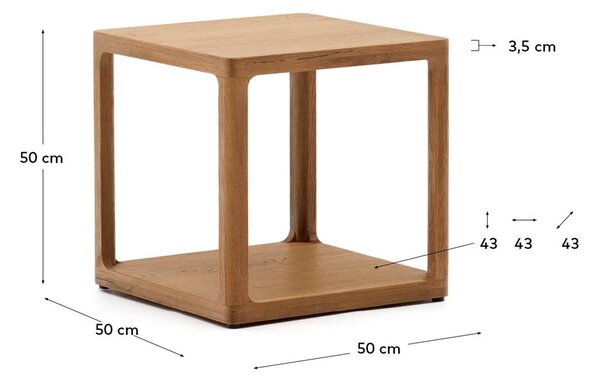 Tárolóasztal tölgyfa dekorral 50x50 cm Maymai – Kave Home