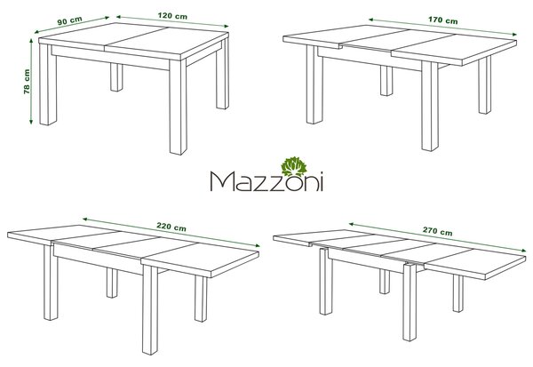 Mazzoni ROYAL Arany Tölgy/Fekete Matt - 270 cm-es NYITHATÓ ASZTAL!