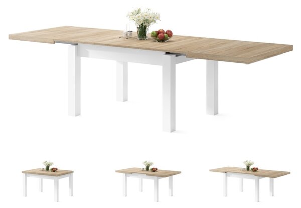 Mazzoni ROYAL Sonoma Tölgy/Fehér Matt - 270 cm-es NYITHATÓ ASZTAL!