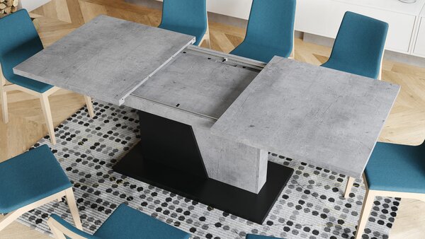 Mazzoni NOBLE NOIR Millenium Beton/Fekete Matt - 218 cm-es NYITHATÓ ASZTAL!