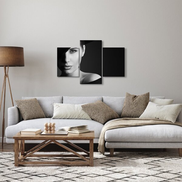 Kép - fekete-fehér portré egy kalapos nőről (90x60 cm)