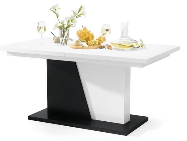 Mazzoni NOBLE NOIR Fehér Matt/Fekete Matt - 218 cm-es NYITHATÓ ASZTAL!