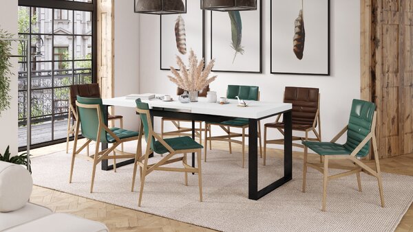 Mazzoni AVARI Fehér Matt - LOFT STÍLUSÚ 270 vagy 290 cm-re BŐVÍTHETŐ ASZTAL NAPPALIBA/ÉTKEZŐBE!