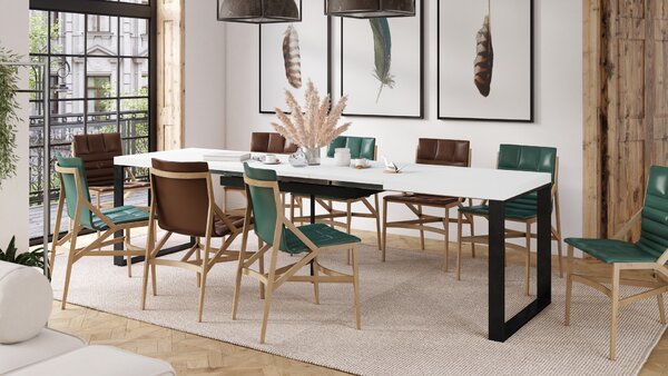 Mazzoni AVARI Fehér Matt - LOFT STÍLUSÚ 270 vagy 290 cm-re BŐVÍTHETŐ ASZTAL NAPPALIBA/ÉTKEZŐBE!