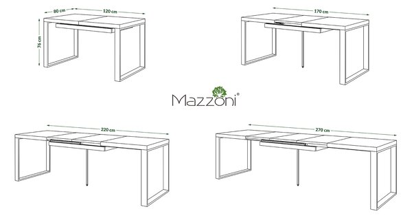 Mazzoni AVARI Beton Világos Atelier - LOFT STÍLUSÚ 270 vagy 290 cm-re BŐVÍTHETŐ ASZTAL NAPPALIBA/ÉTKEZŐBE!